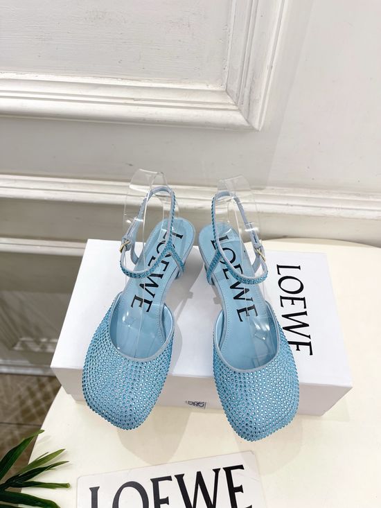 Loewe Rhinestone Decor Ballet Flats Elegant Multi Heel Height Footwear