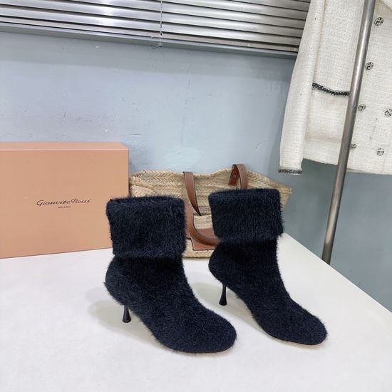 Gianvito Rossi Stretchy Knit Heeled Ankle Boots Comfortable Stable