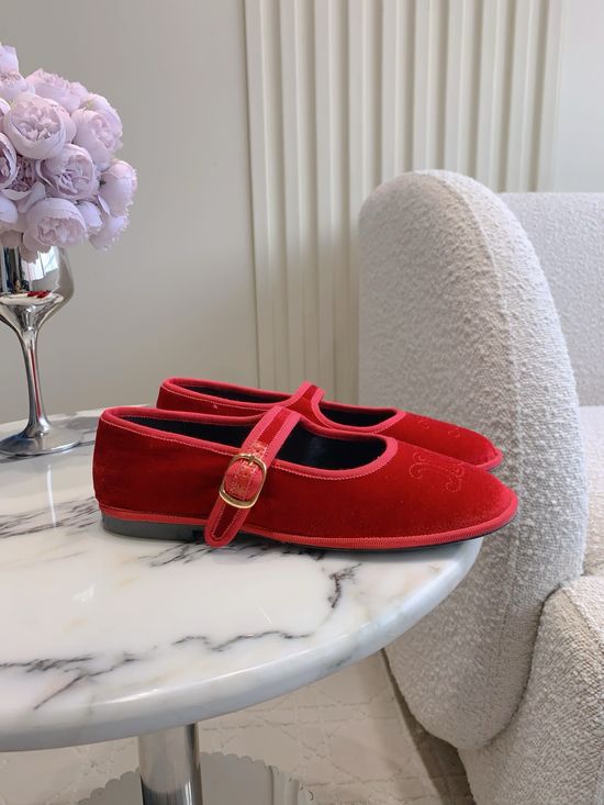 Celine Velvet Mary Jane Flat Shoes Comfortable Elegant