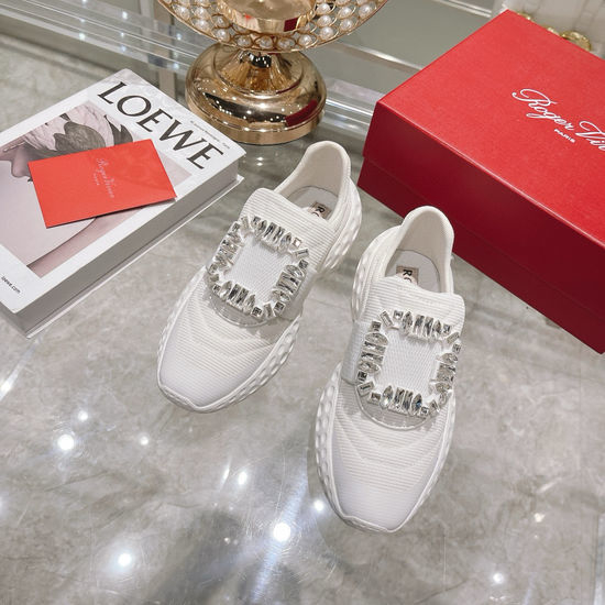 Roger Viver RV Rhinestone Buckle Comfortable Soft Casual Daily Sneakers