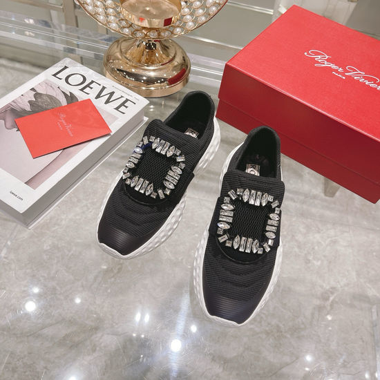 Roger Viver RV Rhinestone Buckle Comfortable Soft Casual Daily Sneakers