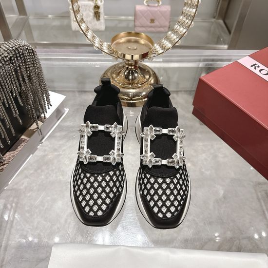 Roger Viver Rhinestone Buckle Breathable Casual Daily Walking Sneakers