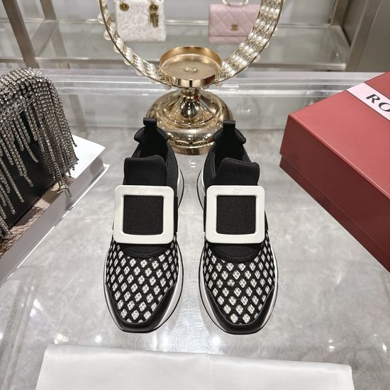 Roger Viver Rhinestone Buckle Breathable Casual Daily Walking Sneakers