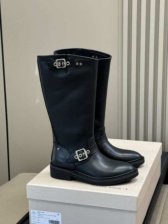 Golden Goose Smooth Genuine Leather Ankle Boots With Buckle Accent