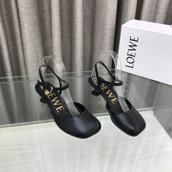 Loewe Luxury Smooth Leather Decorative Heeled Sandals