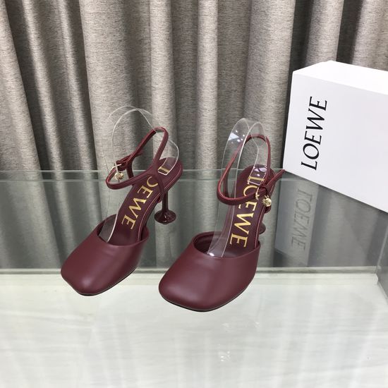 Loewe Luxury Smooth Leather Decorative Heeled Sandals