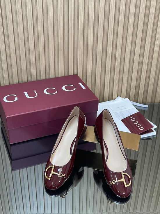 Gucci Patent Leather Buckle Loafer With Leather Sole