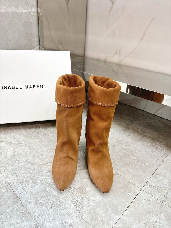 Isabel Marant Ruched Suede Leather Boots Relaxed Style Comfortable Sole