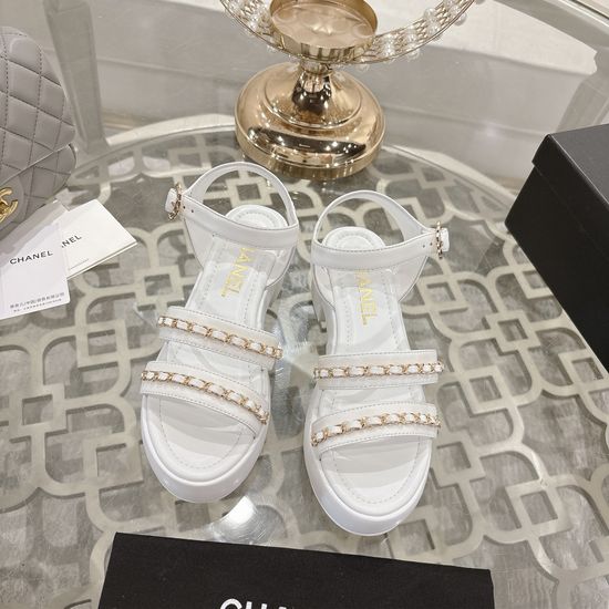Chanel Premium Lambskin Chain Decor Sandals Soft Sole Daily Wear