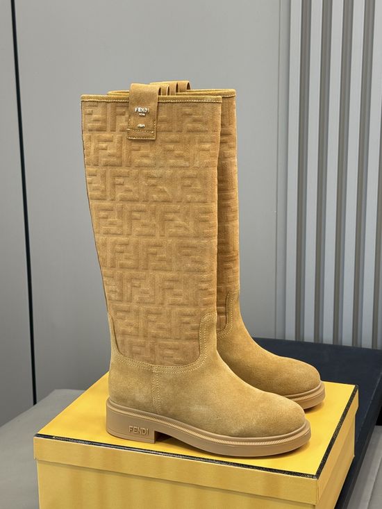 Fendi Premium Suede Knee High Boots For Daily Wear