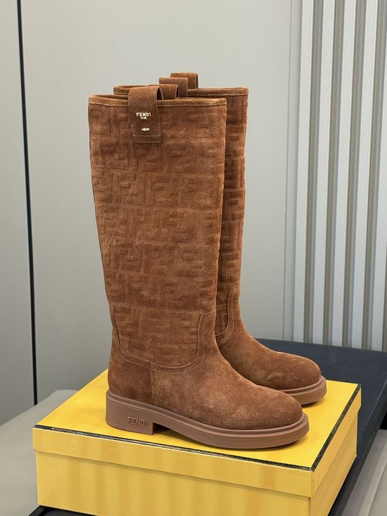 Fendi Premium Suede Knee High Boots For Daily Wear