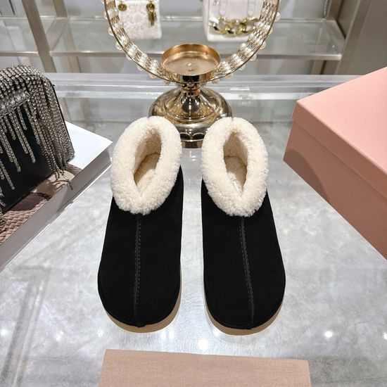 Miu Miu Round Toe Suede Fleece Lined Warm Anti-slip Snow Boots