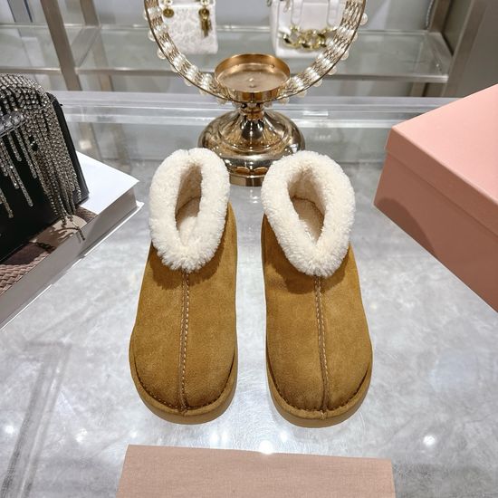 Miu Miu Round Toe Suede Fleece Lined Warm Anti-slip Snow Boots