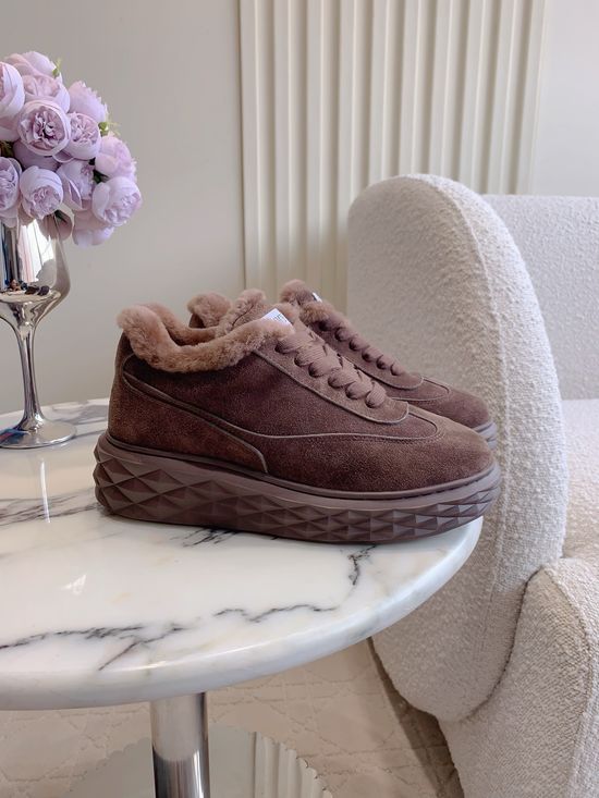 Jimmy Choo Warm Wool Lined Casual Leather Sneakers