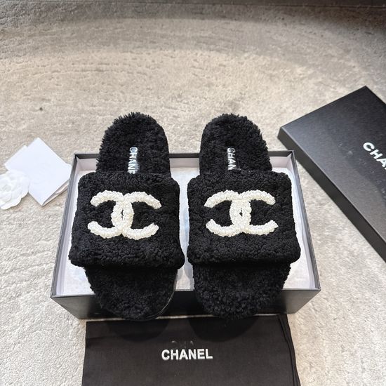 Chanel Comfortable Thick Sole Wool Lined Slippers