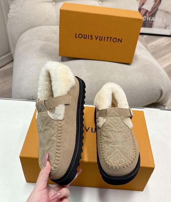 Louis Vuitton LV Warm Wool Lined Non-Slip Platform Mules