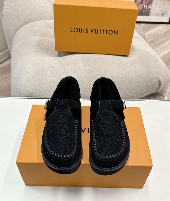 Louis Vuitton LV Warm Wool Lined Non-Slip Platform Mules