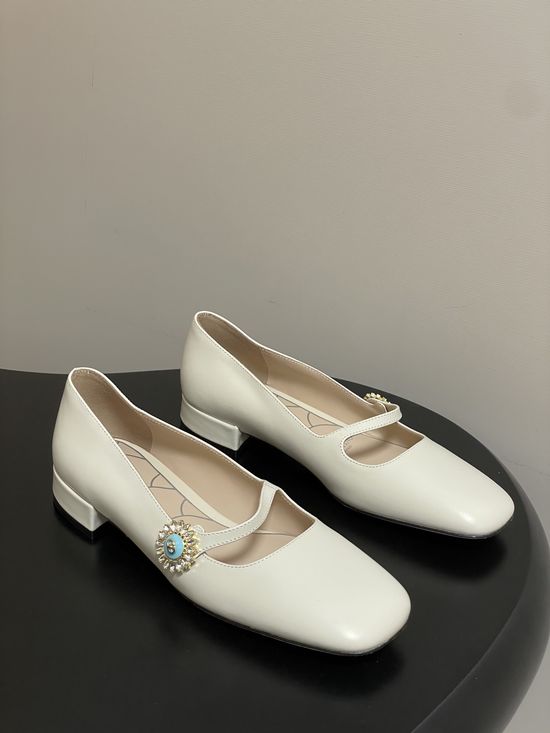 Valentino Classic Mary Jane Flats with Crystal Buckle Detail