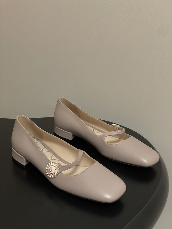 Valentino Classic Mary Jane Flats with Crystal Buckle Detail