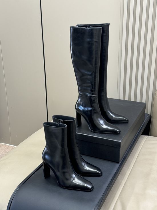 Yves Saint Laurent Genuine Leather Boots Sleek Pointed Toe Daily Wear
