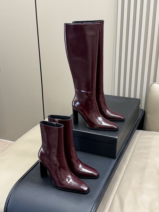 Yves Saint Laurent Genuine Leather Boots Sleek Pointed Toe Daily Wear