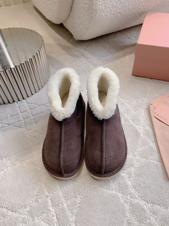 Miu Miu Warm Suede Wool Lined Snow Boots Comfortable Anti-slip Sole