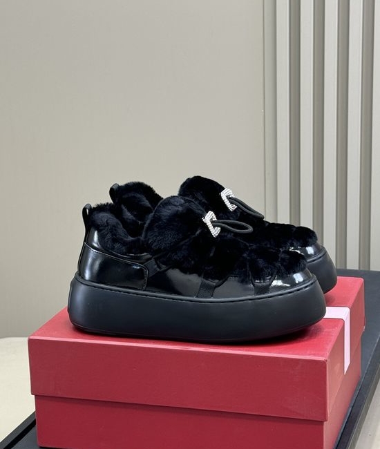 Roger Viver RV Wool-Lined Loafers with Diamond Buckle
