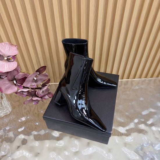 Yves Saint Laurent Premium Patent Leather Wedge Ankle Boots