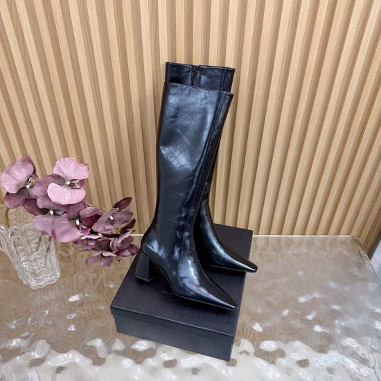 Yves Saint Laurent Classic Wedge Knee High Boots with Leather Outsole