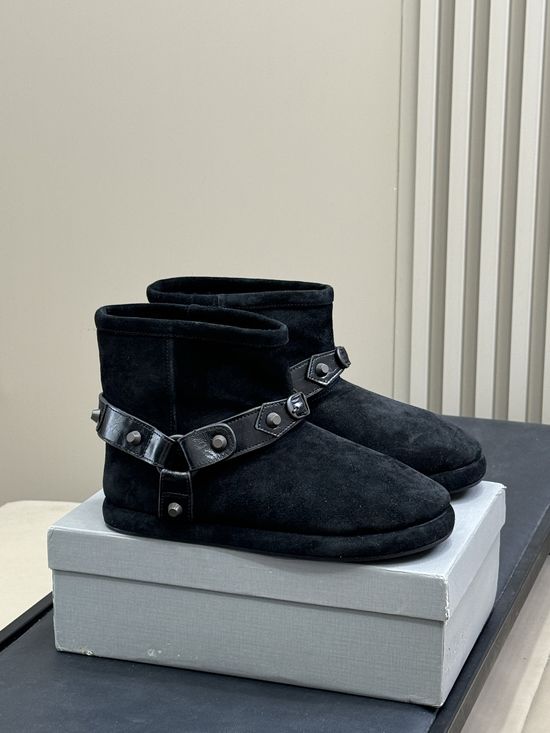 Balenciaga Suede Winter Boots With Rivet Belt Design