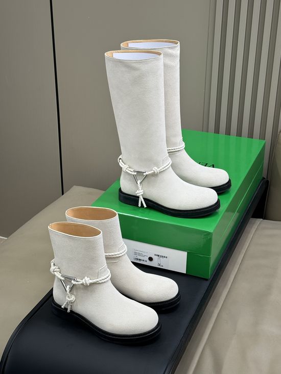 Bottega Veneta Braided Rope Ankle Boots With Metal Buckle