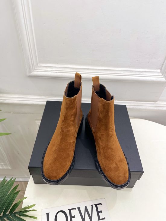 Yves Saint Laurent Chunky Heel Chelsea Boots Minimalist Retro Leather Lined