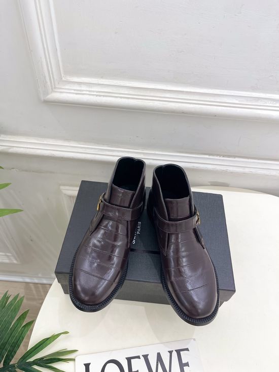 Yves Saint Laurent Eel Skin Short Boots Minimalist Stylish Comfortable Durable Sole