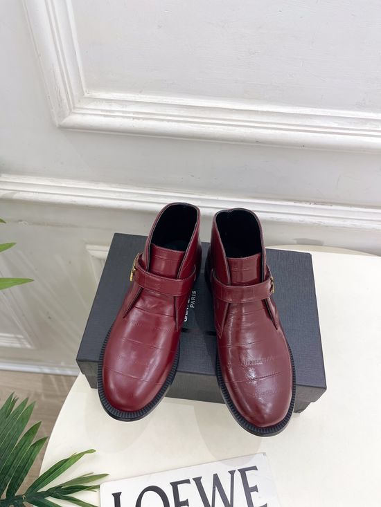Yves Saint Laurent Eel Skin Short Boots Minimalist Stylish Comfortable Durable Sole
