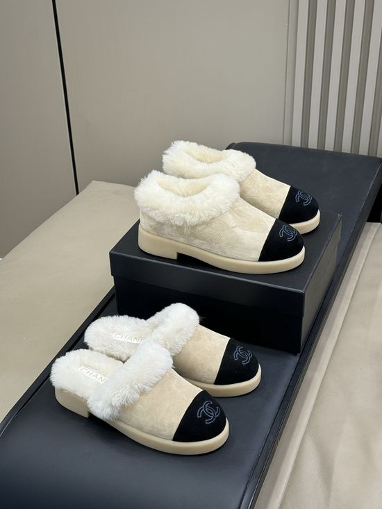 Chanel Wool Lined Winter Boots Soft Suede Anti Skid Warm Footwear