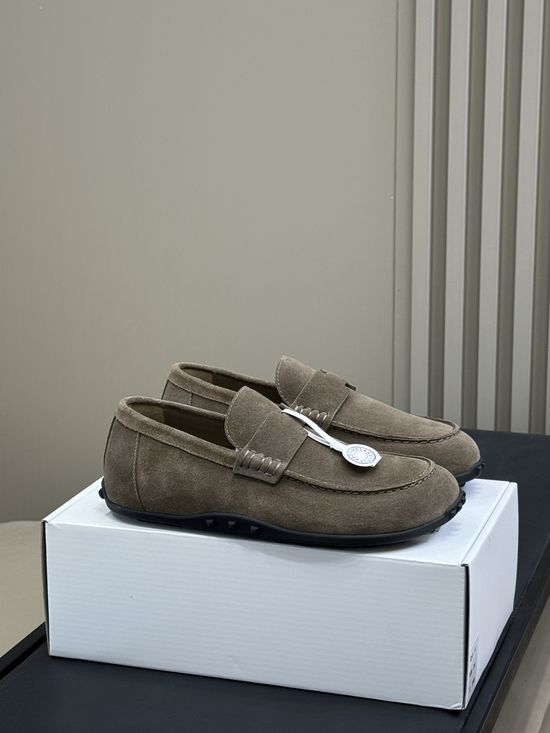 Hermes Classic Suede Loafers Comfortable Casual Daily Slip On Shoes