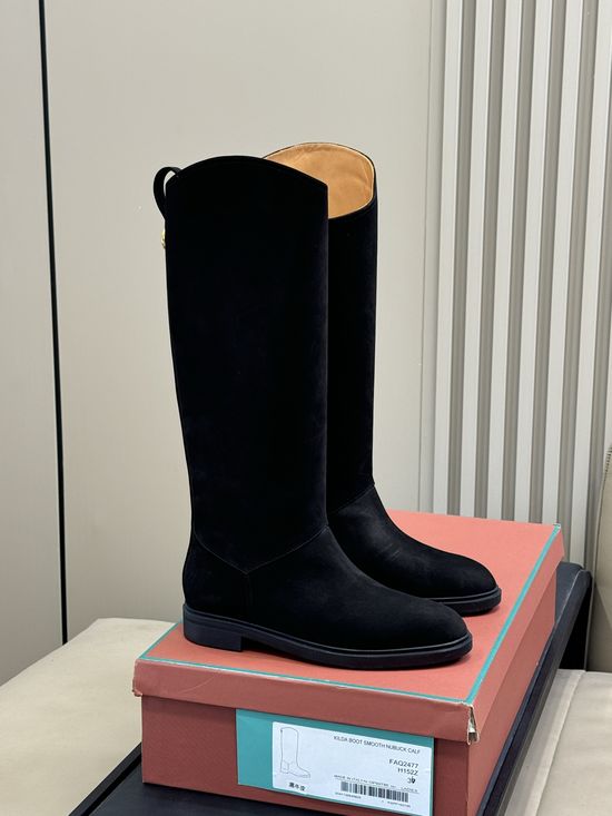 Loro Piana Genuine Leather Calf High Slim Fit Classic Equestrian Boots