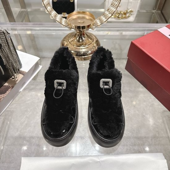 Roger Viver RV Wool Lined Casual Shoes With Rhinestone Buckle Thick Sole