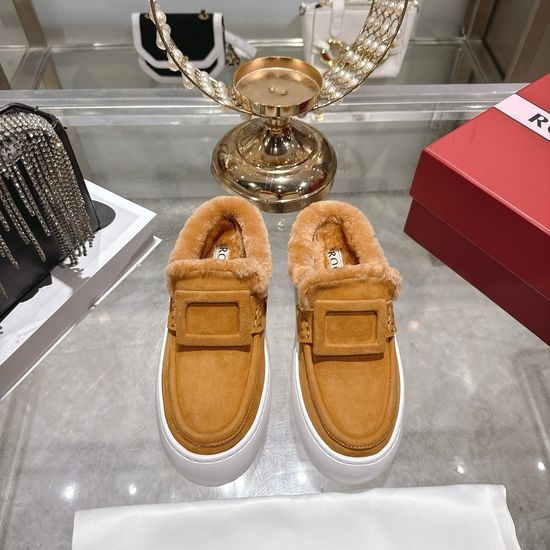 Roger Viver RV Wool Lined Casual Shoes With Rhinestone Buckle Thick Sole