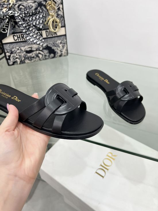 Christian Dior Elegant Pearl Embellished Crossband Slip-on Flats