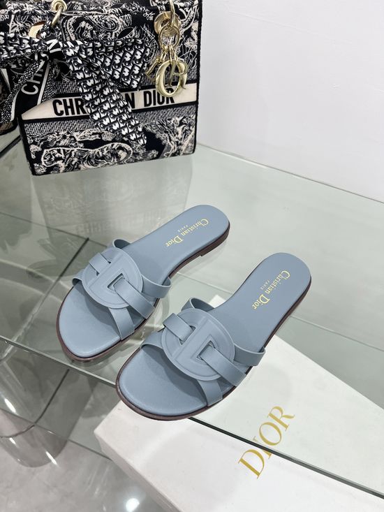 Christian Dior Elegant Pearl Embellished Crossband Slip-on Flats