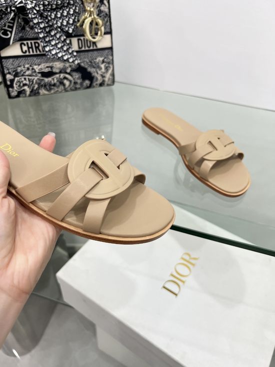 Christian Dior Elegant Pearl Embellished Crossband Slip-on Flats