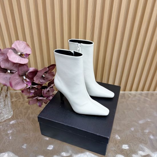 Yves Saint Laurent Sleek Side Zipper High Heel Ankle Boots