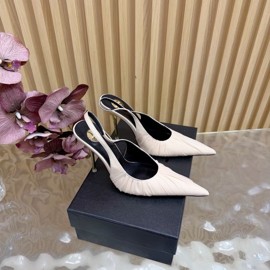 Yves Saint Laurent Lace-Up High Heels with Luxury Metal Chain