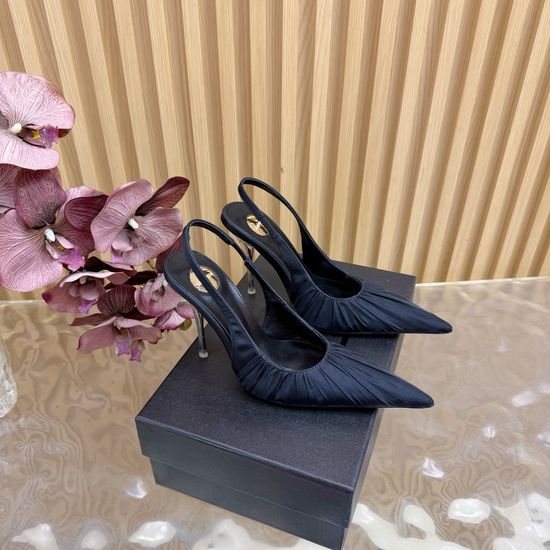 Yves Saint Laurent Lace-Up High Heels with Luxury Metal Chain