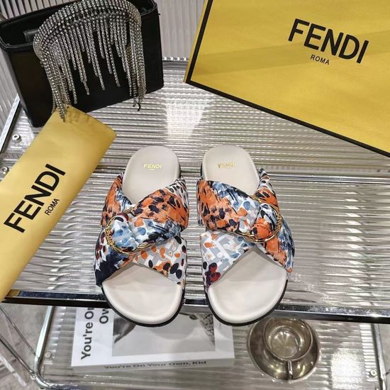 Fendi Classic Buckle Slides Soft Fabric Casual Daily Footwear