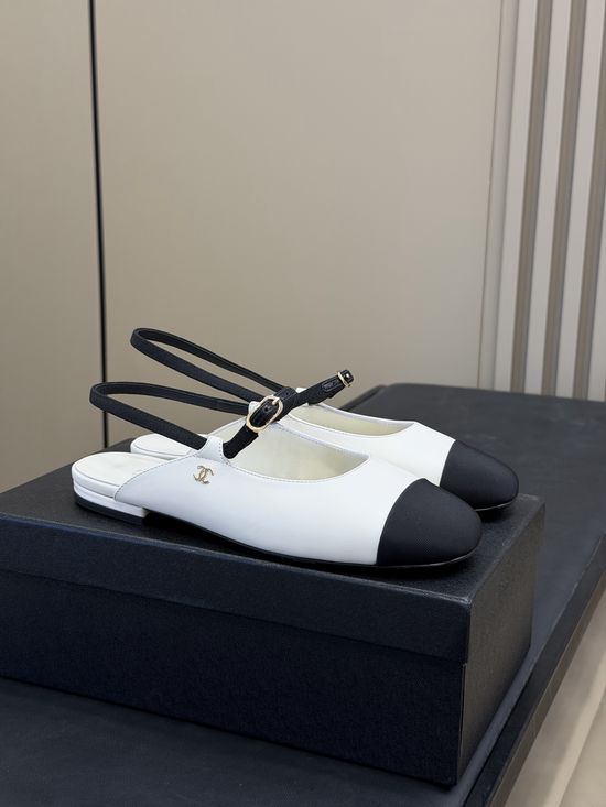 Chanel Elegant Lambskin Flat Slingback Soft Sole Casual Shoes