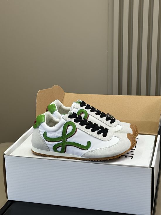 Loewe Premium Leather Canvas Paneled Casual Sneakers