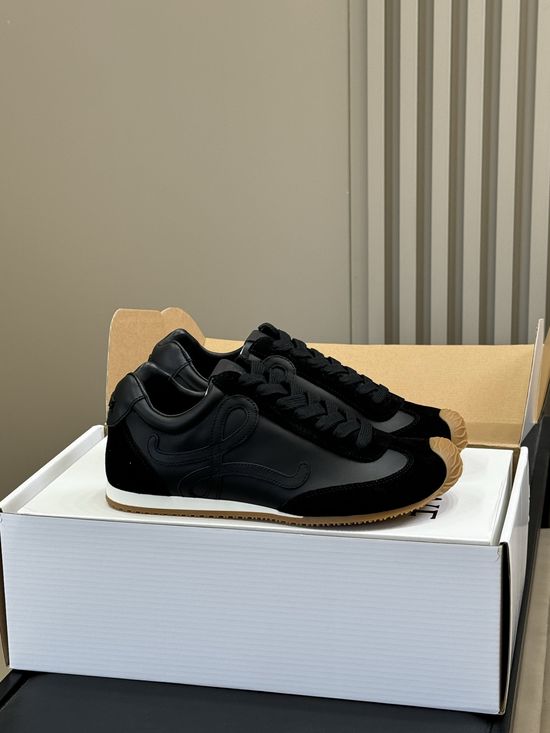 Loewe Premium Leather Canvas Paneled Casual Sneakers