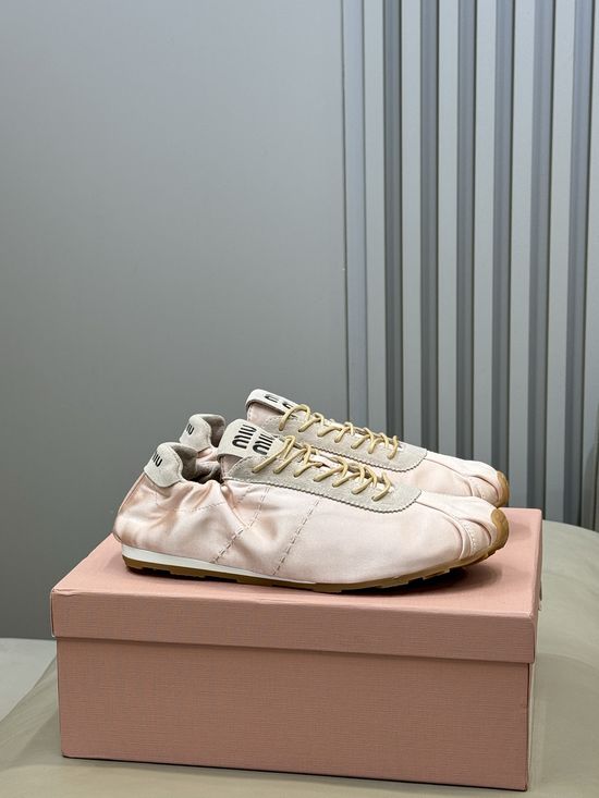 Miu Miu Satin Suede Casual Trainers Soft Lined Comfortable Everyday Shoes